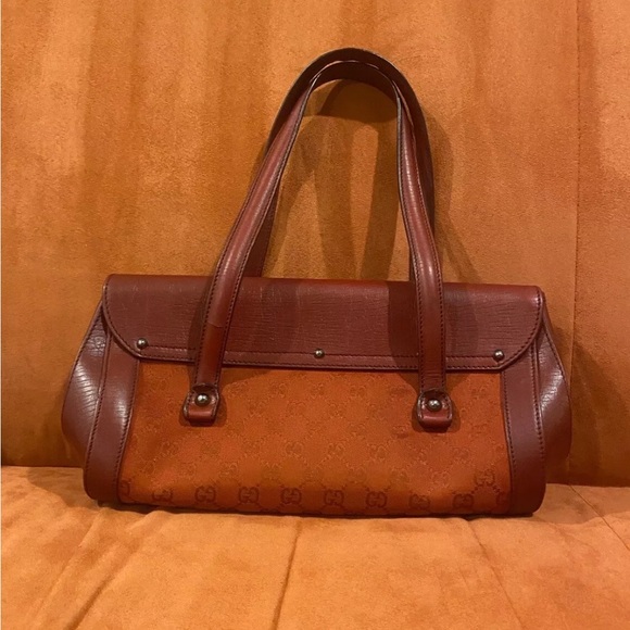 Gucci Red GG Canvas and Leather Bamboo Bullet Bag - Picture 5 of 5